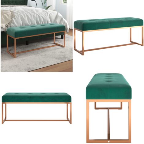 Sitzbank Dunkelgrün 110x36x45 cm Samt - Sitzbank - Wohnzimmer Dekoration - Samtsofa - Bequeme Sitzfläche - Dunkelgrüner Sessel - Home & Living