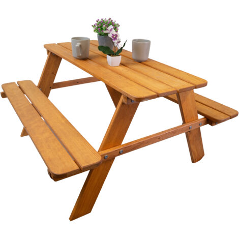 Sitzbank für Kinder 90x90x48cm in lasiert Gartenbank Garnitur mit runden Ecken