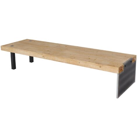 Sitzbank HHG-577, Esszimmerbank Bank Garderobenbank, Industrial Massiv-Holz MVG-zertifiziert 200cm, natur