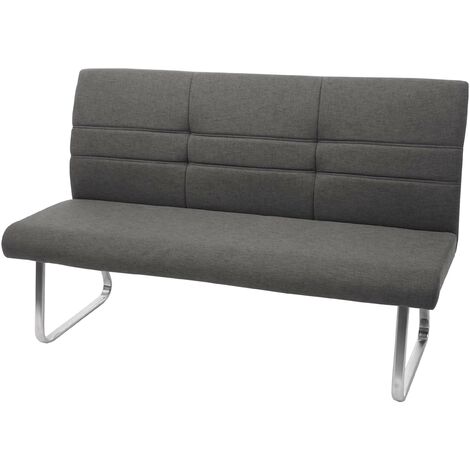 Sitzbank 140 cm Grau Stoff | Bettbänke