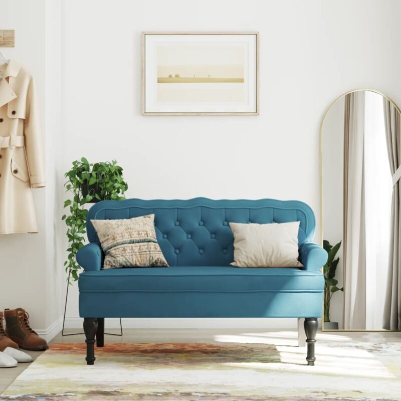 Vidaxl - Sitzbank Mit Rückenlehne Blau 119, 5x64, 5x75 Cm Samt