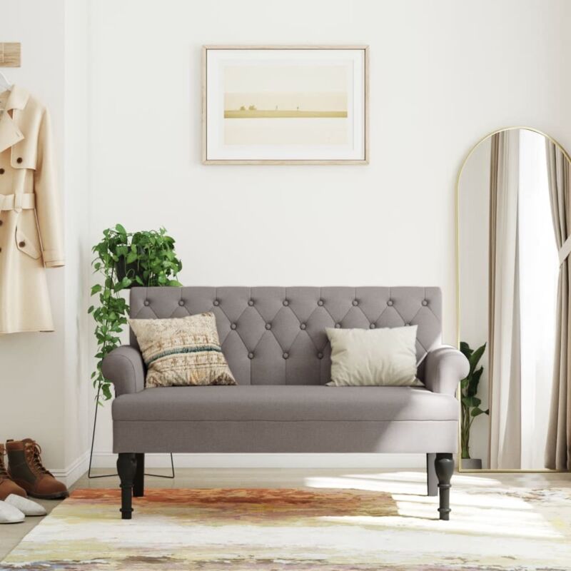 Vidaxl Sitzbank Mit Rückenlehne Taupe 120x62x75, 5 Cm Stoff