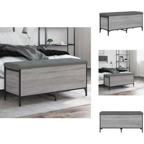 Sitzbank mit Stauraum Grau Sonoma 102x42x45 cm Holzwerkstoff - Wohnzimmer Dekoration - Stauraumbank - Garderobe - Schuhablage - Etagenwohnung Möbel