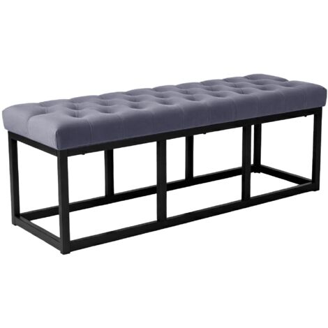 Sitzbank Polson Samt Schwarz grau 120 cm