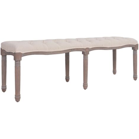 Sitzbank Stoff Massivholz 150x40x48 cm Cremeweiß vidaXL