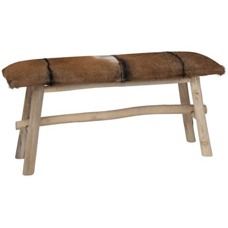 Sitzbank Ziegenleder Teak vidaXL