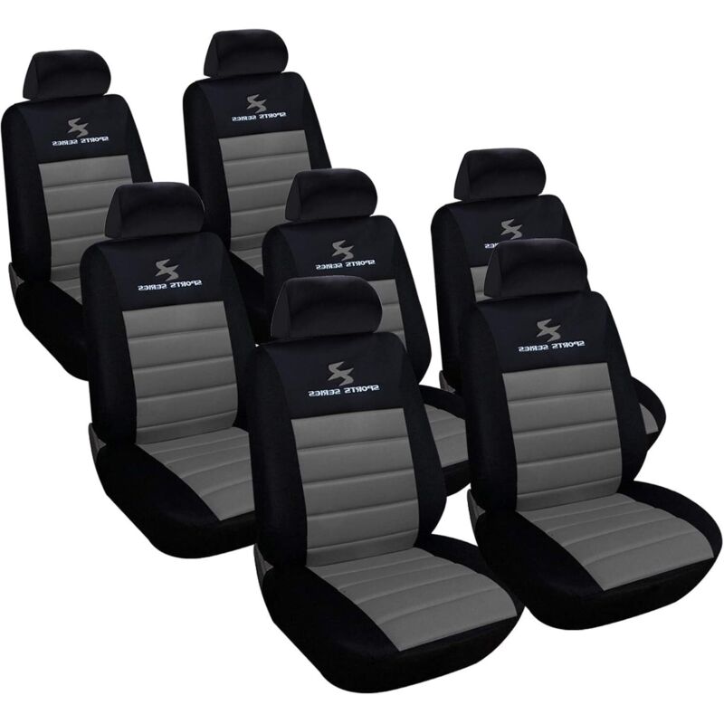 WOLTU 7er Sitzbezüge Auto Einzelsitzbezug universal Größe, Komplettset, grau
