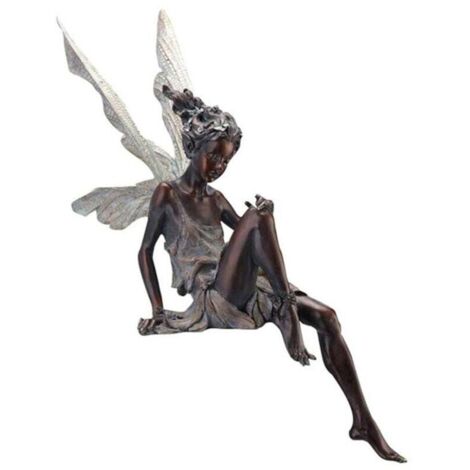 Sitzende Feengartenstatue, sitzender Feengarten, sitzendes Feengartenornament aus Harz für Gartendekoration, 17 cm (braun)