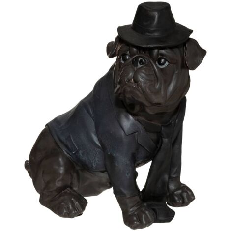 Sitzender Hund Hut - schwarz H 45 cm