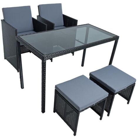 Sitzgruppe Gartenmöbel Set Rattanmöbel 4 Personen Polyrattan Gartenset Schwarz