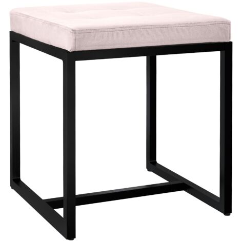 Sitzhocker Barci mit schwarzem Gestell creme Samt