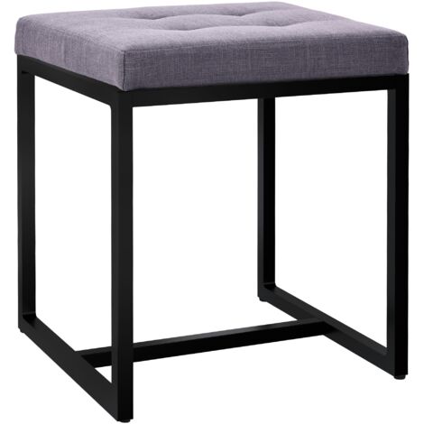 Sitzhocker Barci mit schwarzem Gestell dunkelgrau Stoff