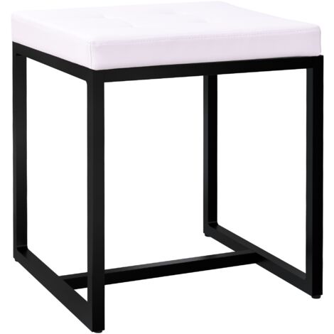 Sitzhocker Barci mit schwarzem Gestell weiß Kunstleder