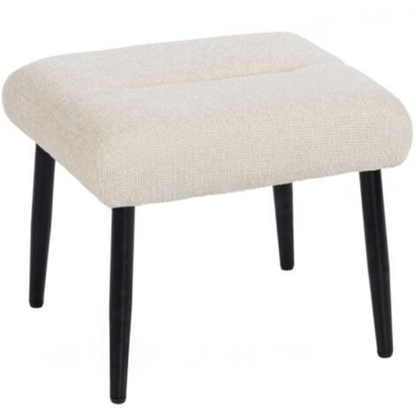 Sitzhocker Hocker mit weichem Sitzkissen Stahlbeinen Fußhocker mit Chenille-Stoff, 45 x 41 x 38 cm, Cremeweiß
