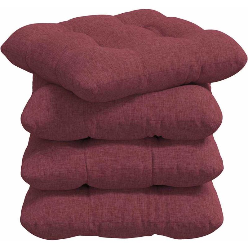 Sitzkissen 4 Pcs Weinrot 40 X 40 X 12 Cm Stoff Vidaxl
