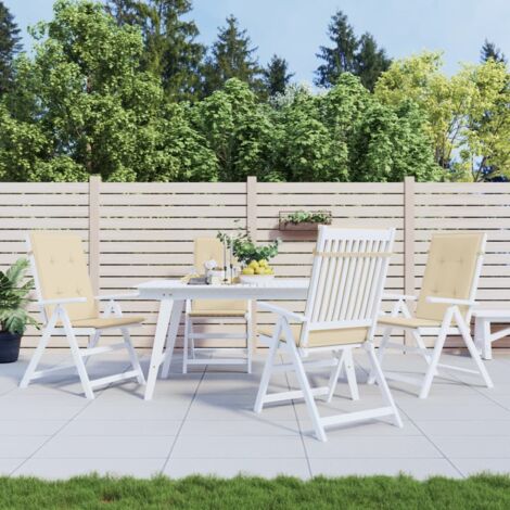 Sitzkissen für Gartenstühle mit Rückenlehne, 4er Set, beige, Stoff