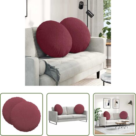 Sitzkissen für Wohnzimmer -  Sitzkissen 2 pcs Weinrot Ø60 x 21 cm Stoff