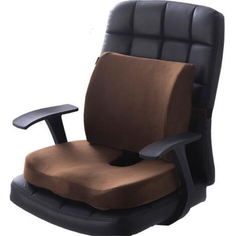Sitzkissen mit Lendenwirbelstütze – Komfortables Polyester-Set für Büro und Zuhause – Flanellbezug – Sitz- und Rückenlehnenkissen-Set