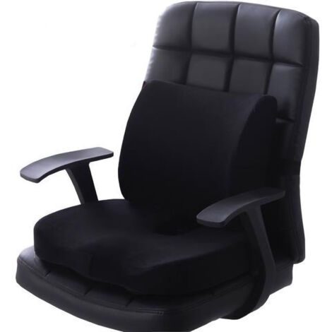 Sitzkissen mit Lendenwirbelstütze – Komfortables Polyester-Set für Büro und Zuhause – Schwarz