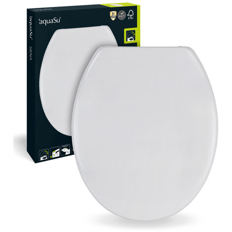 SITZPLATZ® WC-Sitz mit Absenkautomatik Siena in Manhattan, antibakterieller Duroplast Toilettensitz, Schnellbefestigung, in universaler O Form, ovale Klobrille und Klodeckel, Manhattan-Grau, 40049 7