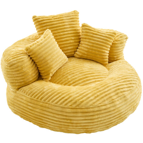 Sitzsack aus Cordstoff Langlebiger und bequemer Liegesessel Sitzsack mit hoher Rückenlehne Mit drei Kissen, für Erwachsene und Kinder gleichermaßen geeignet. Ideal als einzelner Gaming-Sessel für Schl