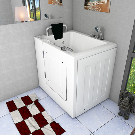 Sitzwanne Whirlpool Badewanne mit Tür S02WP-A 78x100cm