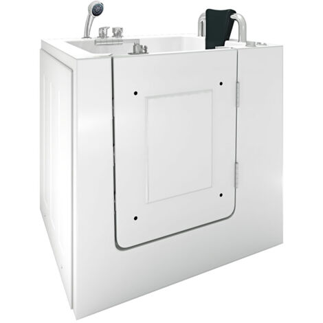 Sitzwanne Whirlpool Badewanne mit Tür S02WP-B-R 100x78cm