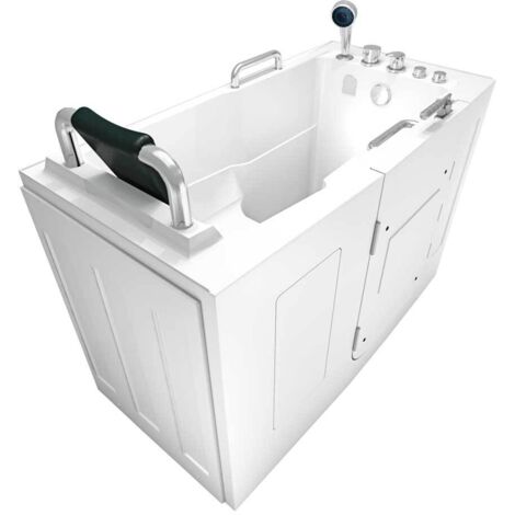 Sitzwanne Whirlpool Badewanne mit Tür S07WP-C-L 140x76cm