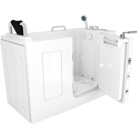 Sitzwanne Whirlpool Badewanne mit Tür S07WP-C-R 140x76cm