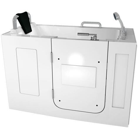 Sitzwanne Whirlpool Badewanne mit Tür S07WP-TH-B-L 140x76cm