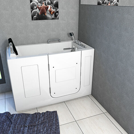Sitzwanne Whirlpool Badewanne mit Tür S07WP-TH-C 140x76cm