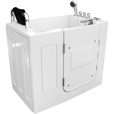 Sitzwanne Whirlpool Badewanne mit Tür S08WP-TH-B-L 110x68cm