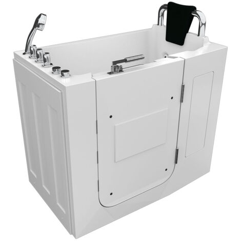 Sitzwanne Whirlpool Badewanne mit Tür S08WP-TH-C-R 110x68cm