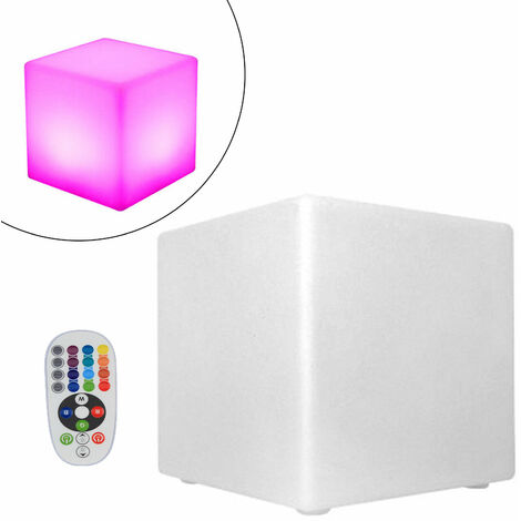 Sitzwürfel Würfelhocker Leuchtwürfel Hocker Beistelltisch mit Fernbedienung 16 RGB Farbe Buntes Hocker 36W Wasserdicht