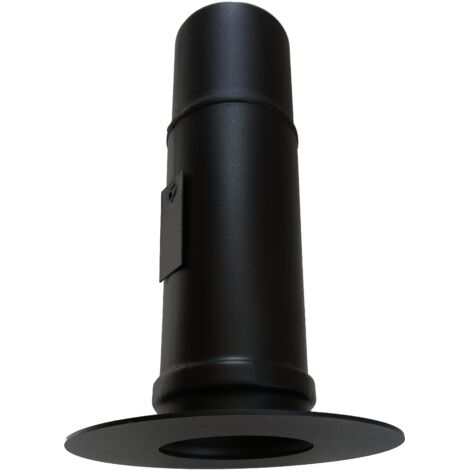 Sivac – Longueur droite mâle ajustable pour conduit de fumée – Rosace noire – Diamètre 80 mm – Longueur ajustable 400 à 500 mm