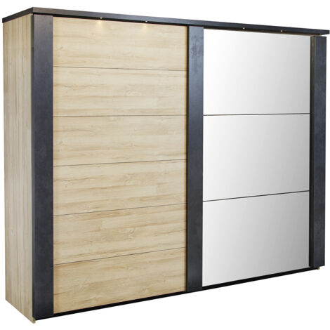 SIWA - Armoire 2 Portes Coulissantes 217cm avec Leds