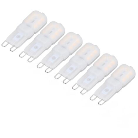 Six ampoules LED G9, à intensité variable, 3 W à économie d'énergie, éclairage à 360 degrés, adaptées aux plafonniers et suspensions, lumière blanc chaud, 220-240 V. 0-AquaForge