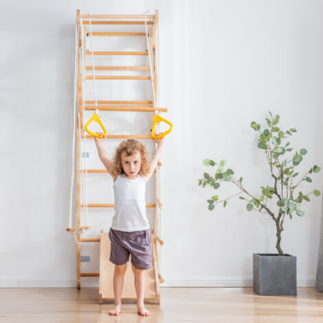 Balançoire trapézoïdale multifonctionnelle en bois pour enfants