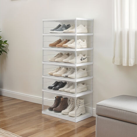 Six-layer Transparent Foldable Home Shoe Rack 57cm(W) ​​x 38cm(D) x 127cm(H)