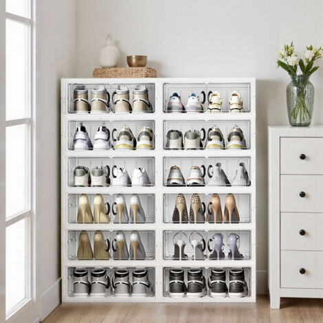 Six-layer White Simple Foldable Storage Cabinet for Home Use no Installation Required 91cm W x 35cm D x 106cm H