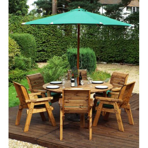 Six Seater Circular Table Set with Cushions - W280 x D280 x H98 - Fully Assembled - Grey