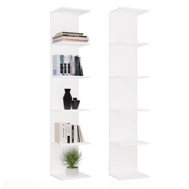 SIXP - Étagère 180cm 6 rayons pour livres et classeurs bureau / salon - Blanc SIXP - Étagère 180cm 6 rayons pour livres et classeurs bureau / salon - Blanc