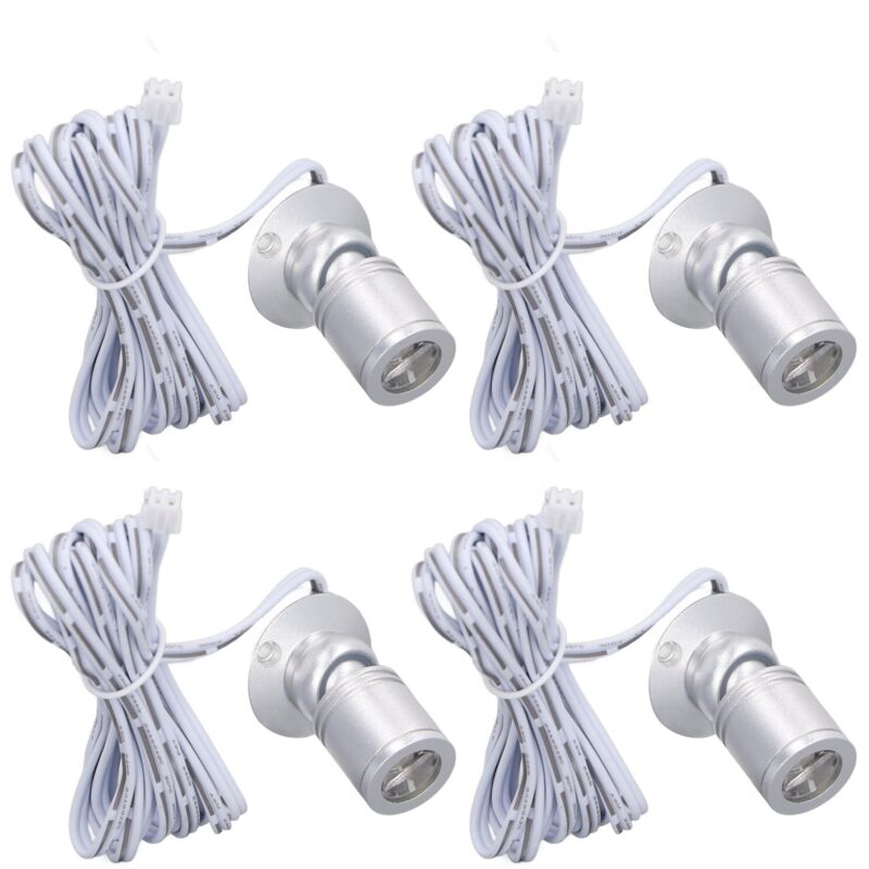 SIXRUN Projecteur à intensité Variable, 4 Pièces, Spots d'affichage LED 5V, Mini Projecteur USB à intensité Variable pour Vitrine de Bijoux, Porche,