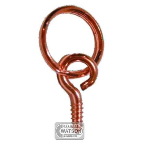 Size 2 Copper Picture Wall Hanging Screw Eye + Ring (25 Pack)