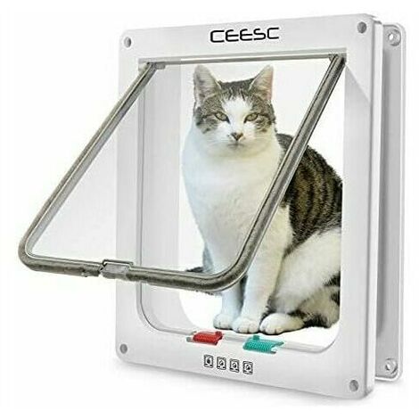 Size 4 Position Pet Door Cat Dog Lockable Lock Flap Door Pet Hatch (XL: 255.527.7cm , white)