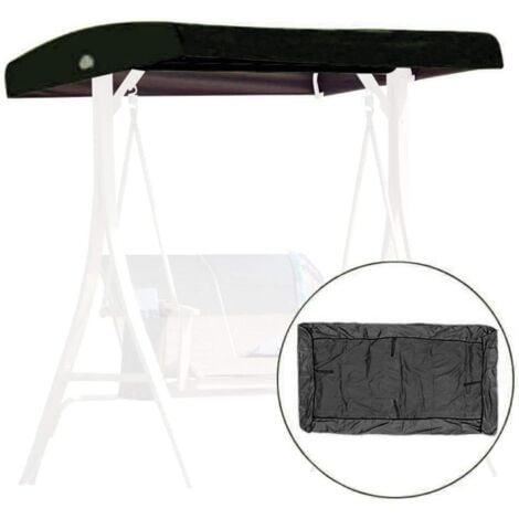 (Size:191x120x23cm,Color:Black)Replacement Canopy for Swing, 3 Seater Replacement Cover, Garden Swing Roof, Waterproof Canopy Cover for Swinging Gardens and Terraces
