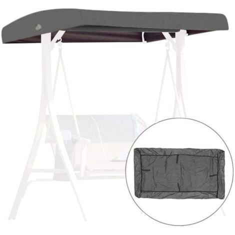 (Size:191x120x23cm,Color:Grey)Replacement Canopy for Swing, 3 Seater Replacement Cover, Garden Swing Roof, Waterproof Awning Cover for Swinging Gardens and Terraces