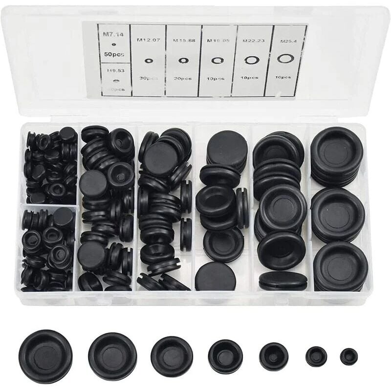 Boed - Sizes Rubber Grommets Rubber Plugs, Hole Plug with Organizer Case Electrical Wire Ring Gasket Kit for Car Water Pipe Pump 170 Pcs