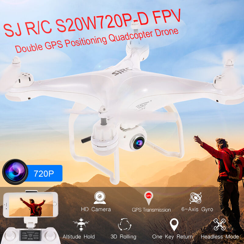 

SJ R / C S20W720P-D (GPS) FPV Ajustable 720P Camara HD Gran angular RTF Posicionamiento GPS doble Altitude Hold Quadcopter Drone, Blanco, 720P