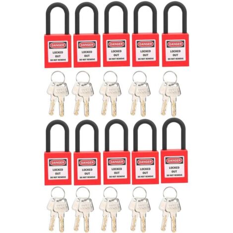 SJLERST 10 Sets 38mm Lockout Lock Dustproof Nylon Industrial Engineering Insulation Safety Tool for Factories Red